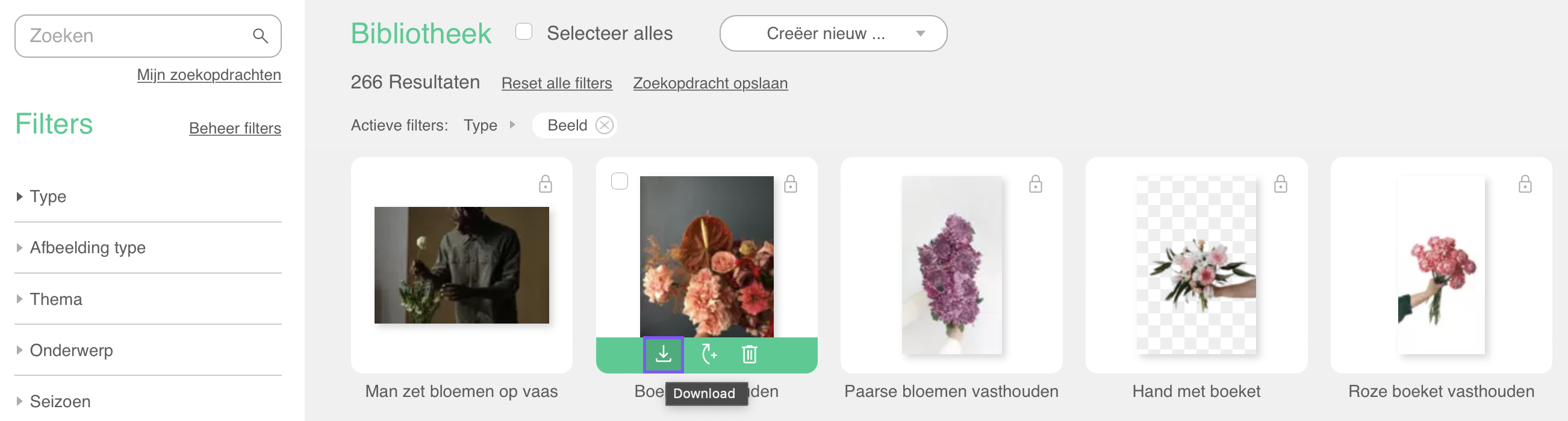 Direct downloaden van je item in de DAM