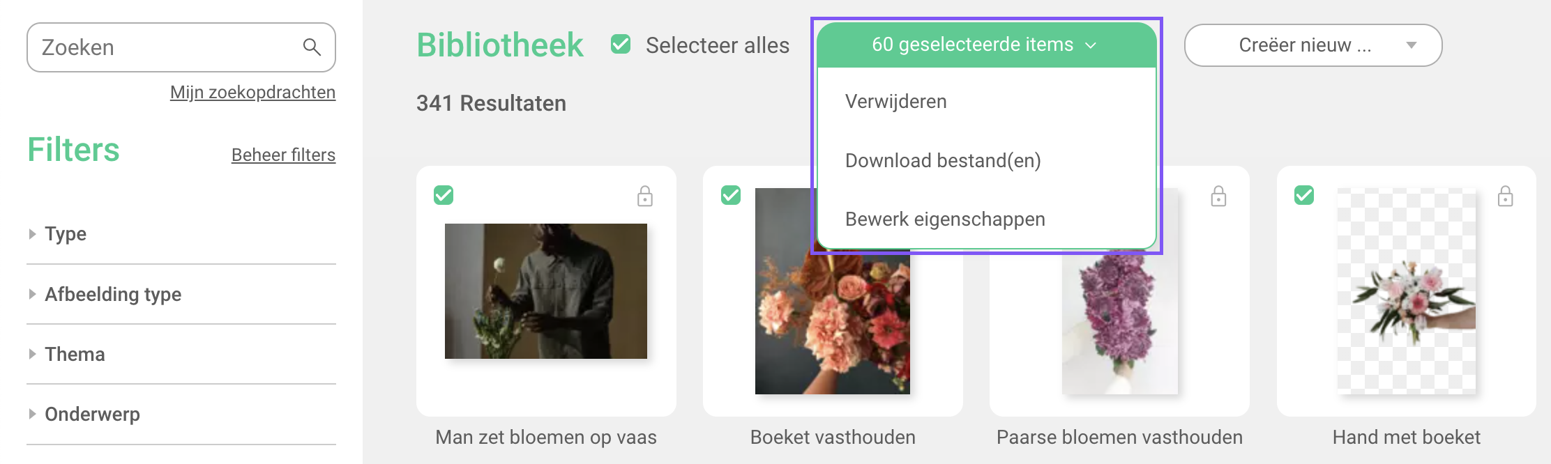 Bulk actie items verwijderen