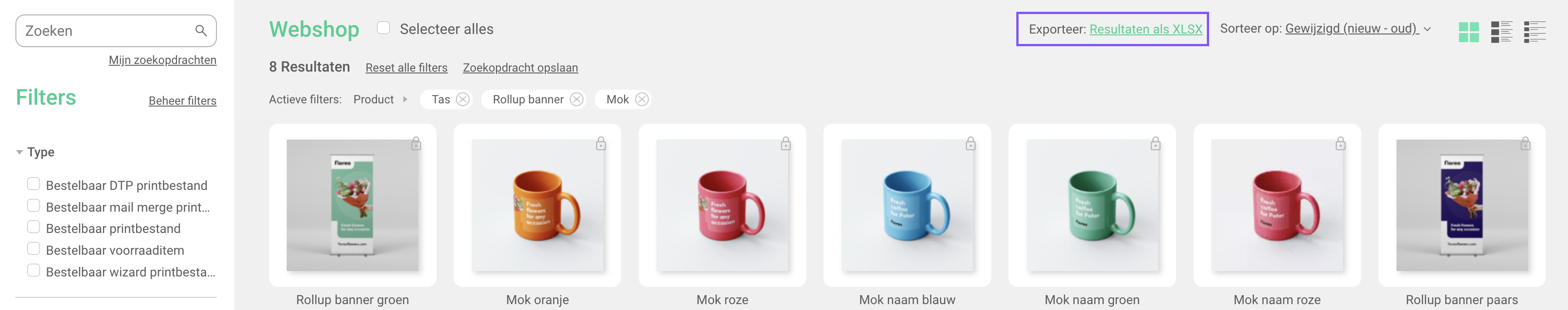 Exporteren als Xlsx